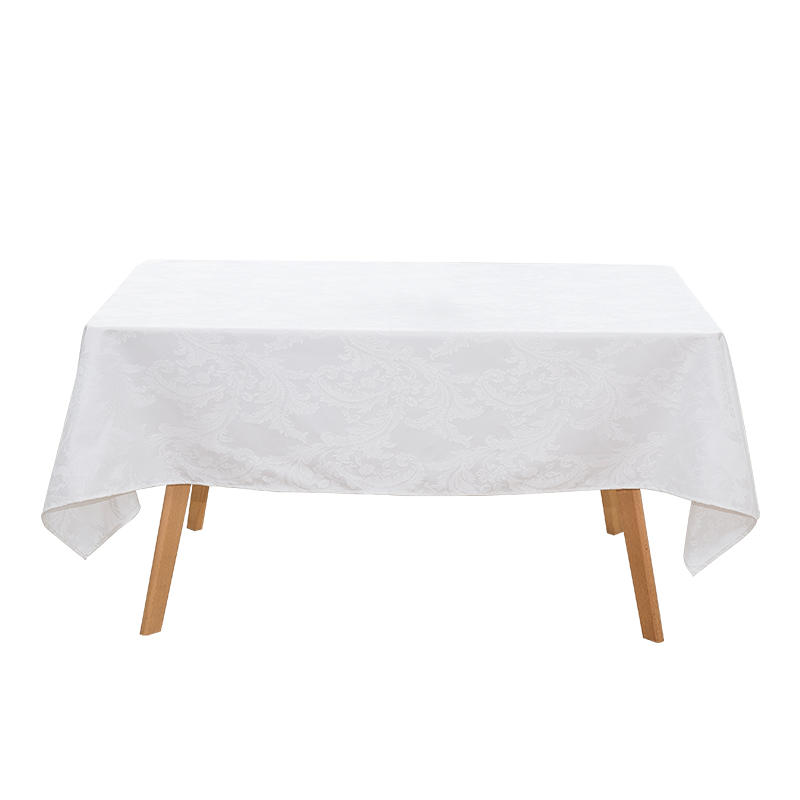 140x220'' Crocus flower white rectangular jacquard tablecloth