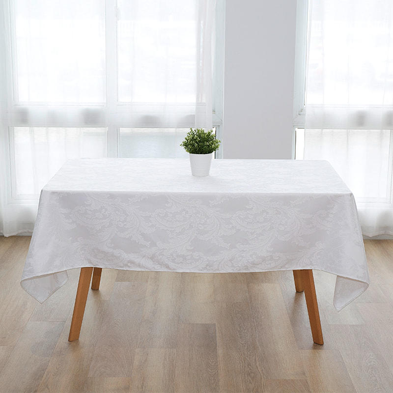 140x220'' Crocus flower white rectangular jacquard tablecloth