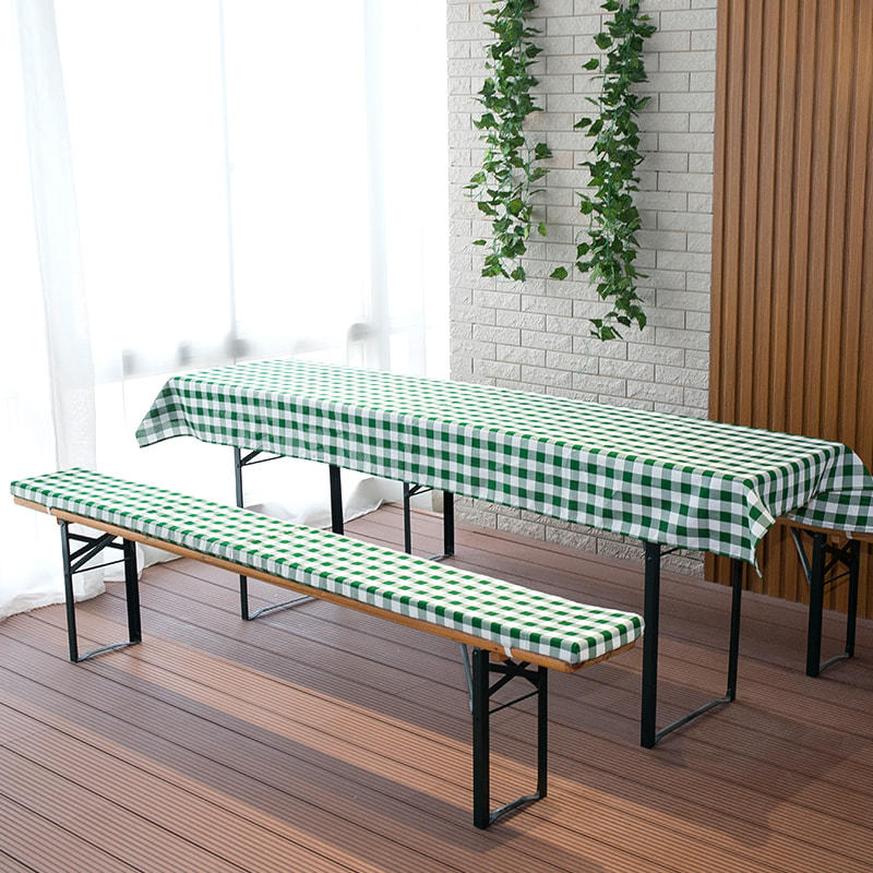 Plaid weft with foam cushion beer table cover 3 piece set