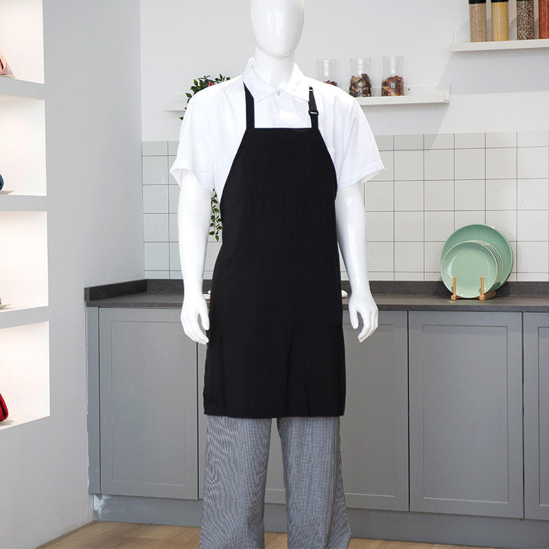 33x27'' Solid color polyester yarn neck apron with pockets and adjustable buttons