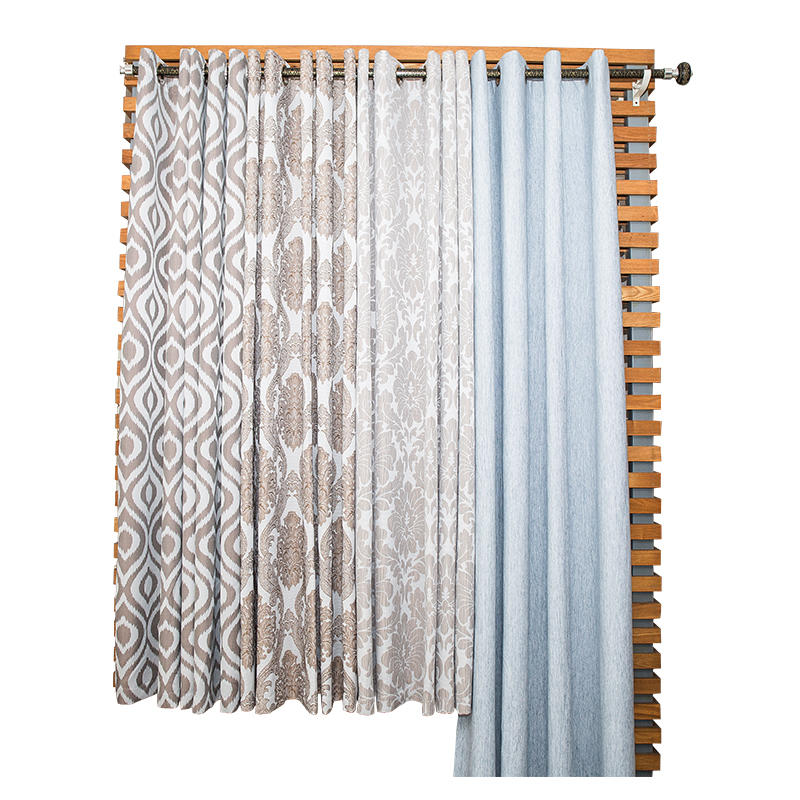 Gray triple cord with jacquard curtains