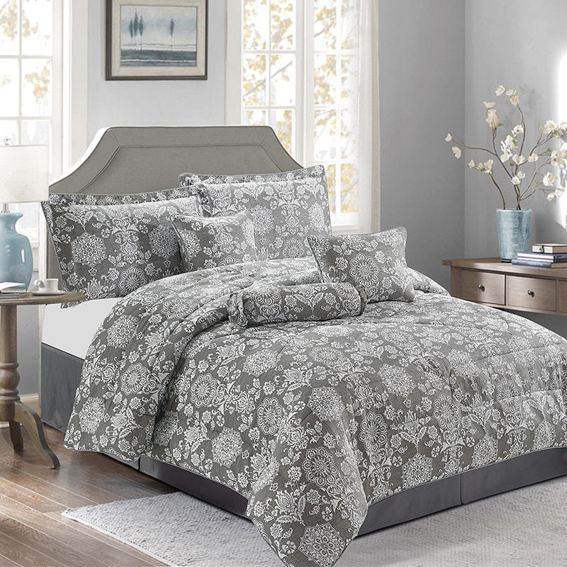Lx02-DEMI Gray Jacquard Comforter