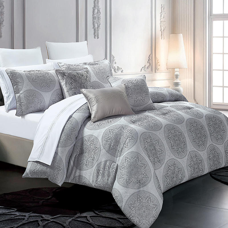 KAREN Gray Jacquard Comforter