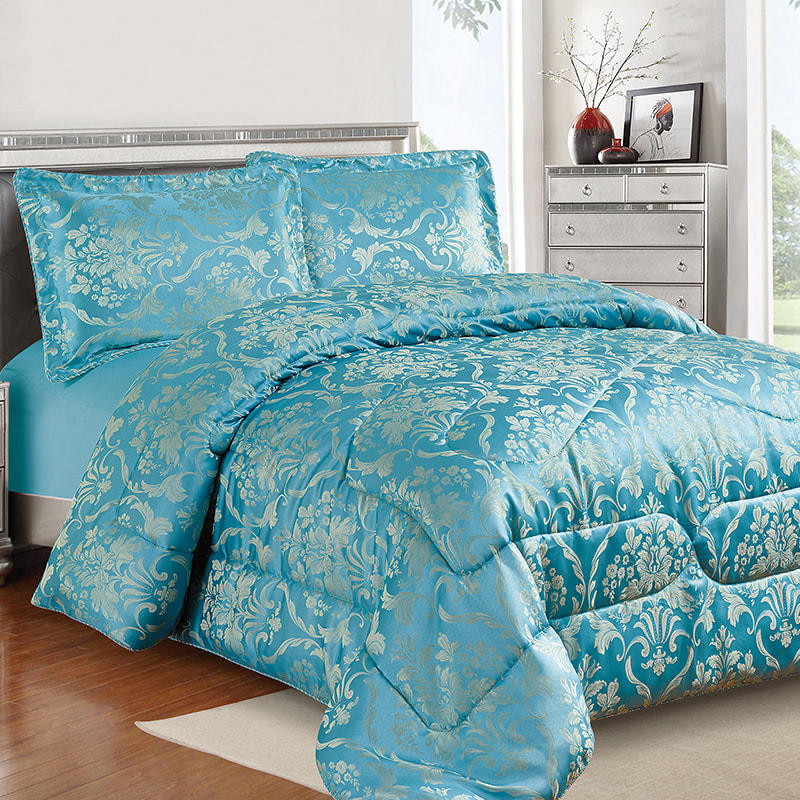 Sunny Sky Blue Jacquard Comforter
