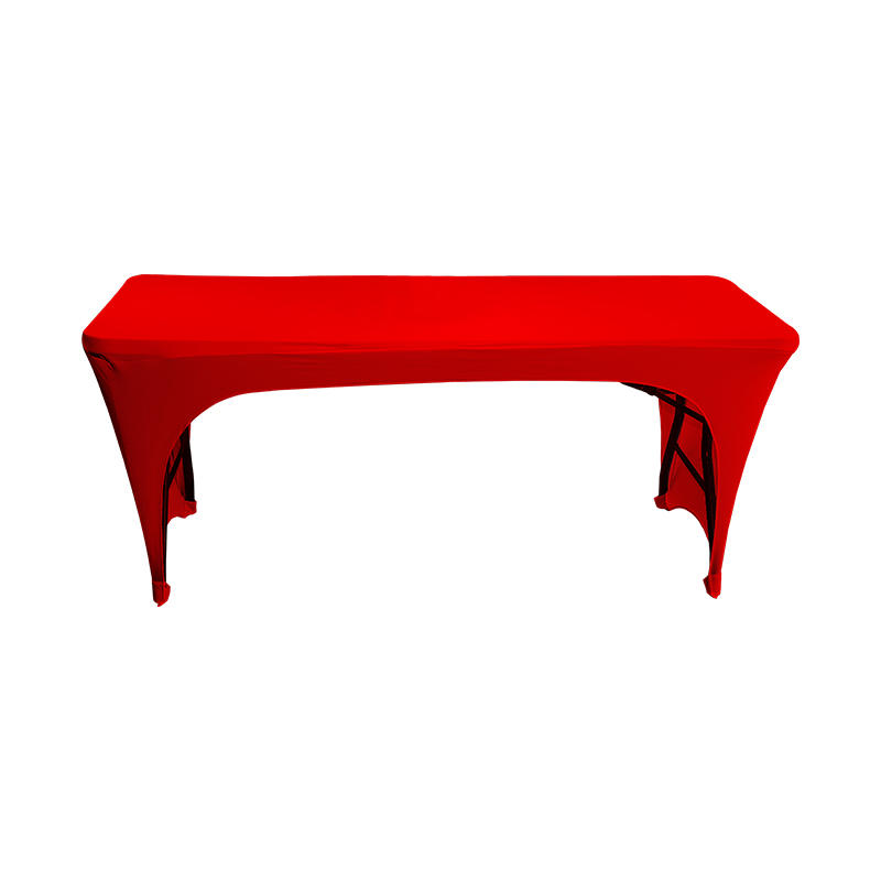 Plain color elastic table cover with openings on both sides