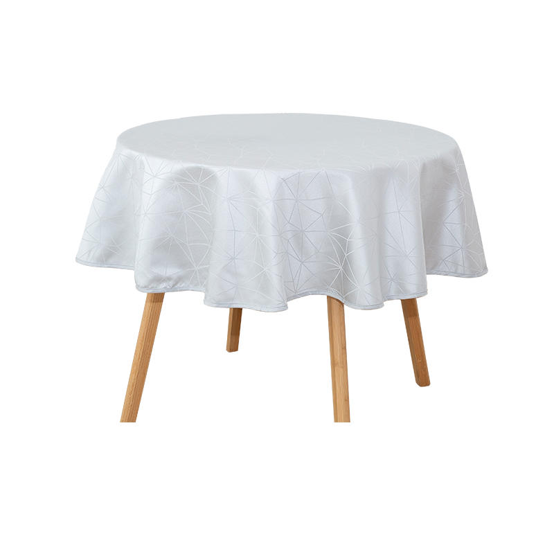 R160cm Geometric gray circular jacquard tablecloth