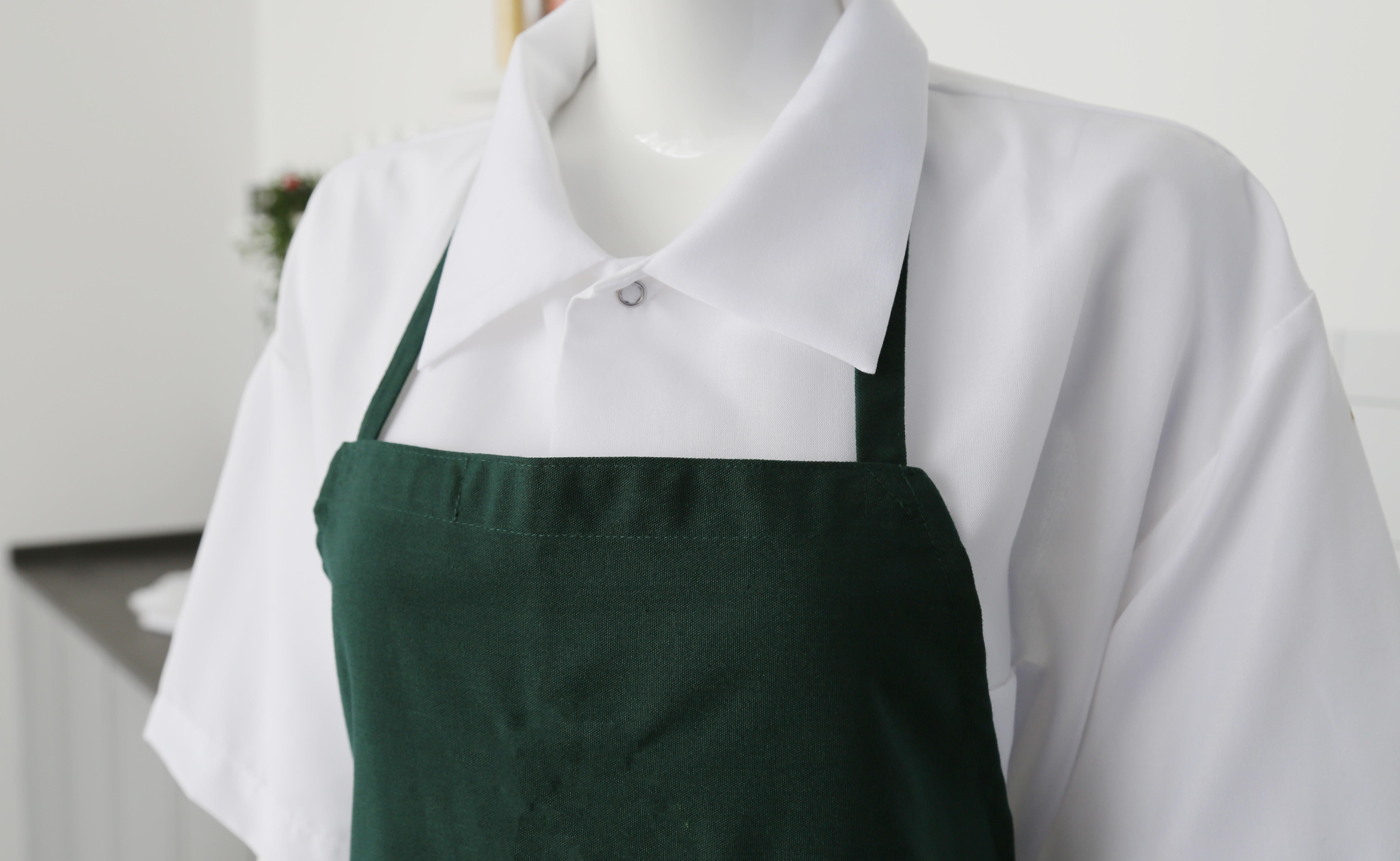 Forest Green Polyester Bib Apron Without Pocket