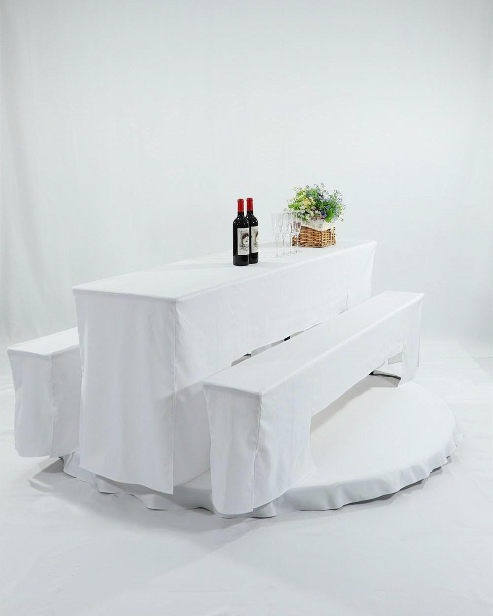 Polyester Beer Bench Table Cover Set With Open Side