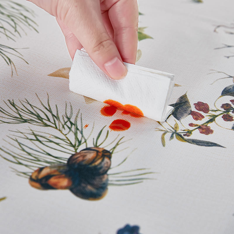 Pine Pattern Waterproof And Oil-Proof PVC Tablecloth For Christmas