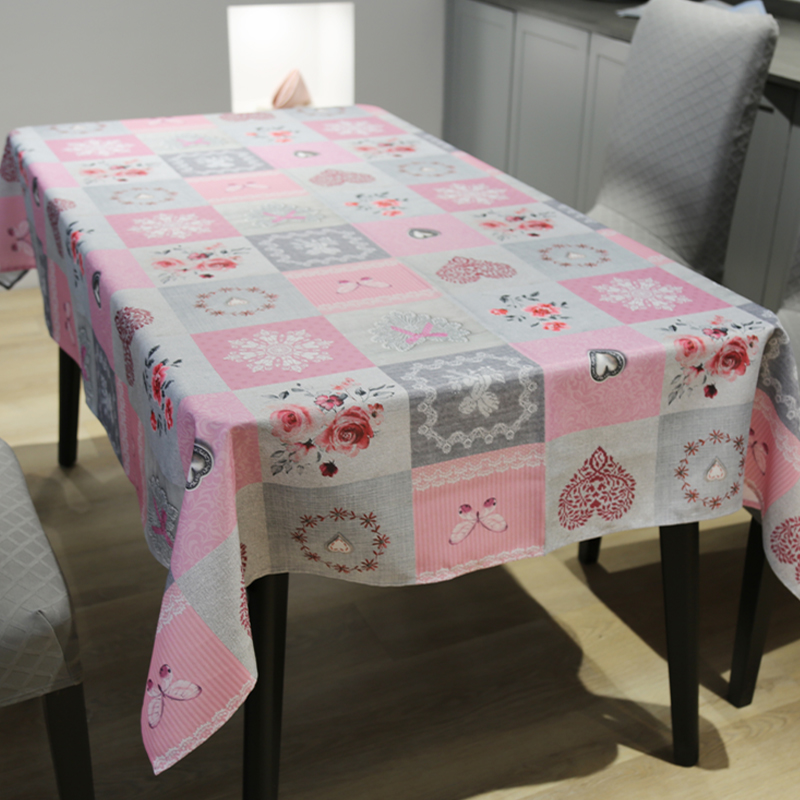 Pink Multi Patterns Printed Tablecloth