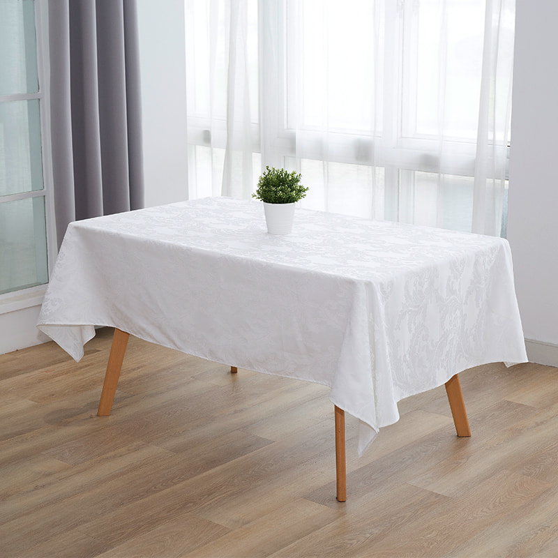 140x220'' Crocus flower white rectangular jacquard tablecloth