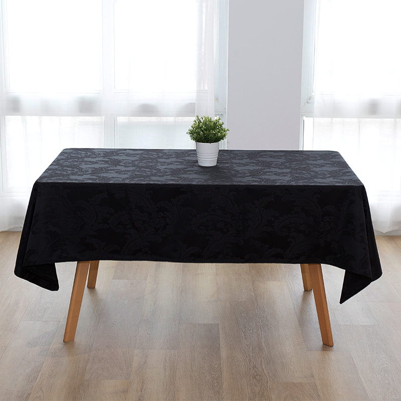 140x220'' Crocus flower white rectangular jacquard tablecloth