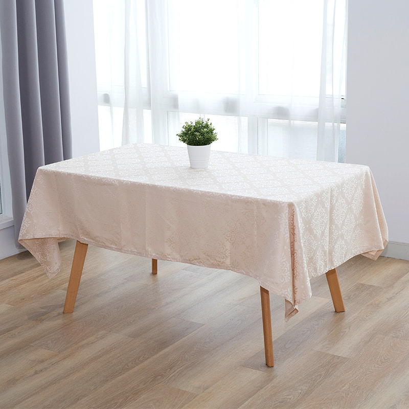 140x220'' Crocus flower white rectangular jacquard tablecloth