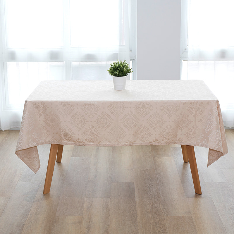 140x220'' Crocus flower white rectangular jacquard tablecloth