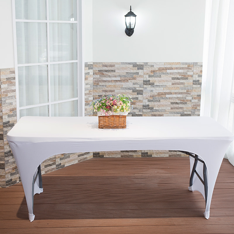 Plain color elastic table cover with openings on both sides