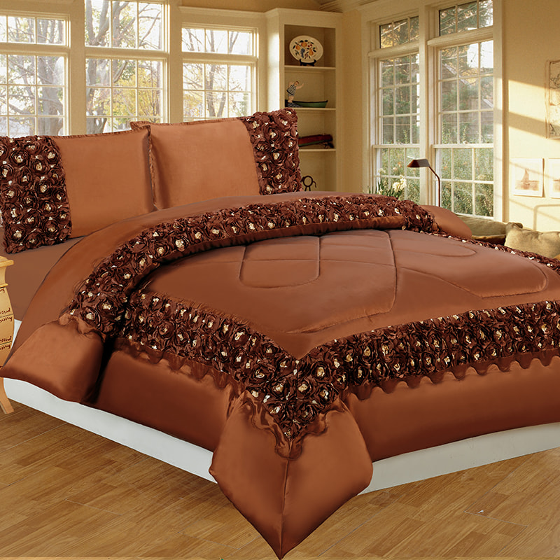 Isabella Reddish Brown Chameleon Corrective Flower Comforter