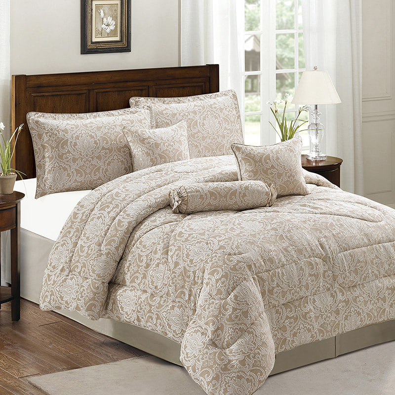 Lx03-ELLIE Beige Jacquard Comforter