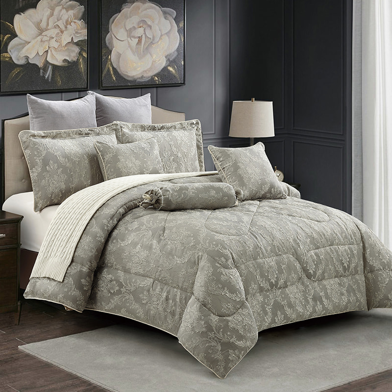 Laurel Bean Green Jacquard Comforter