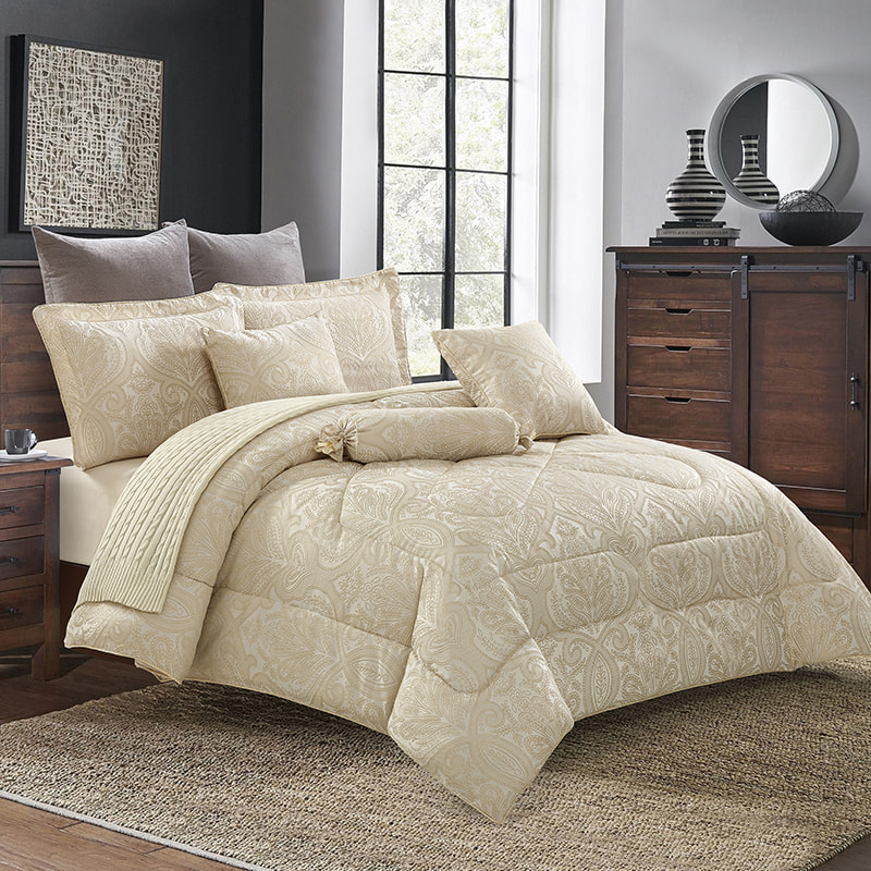 Gloria Beige Jacquard Comforter