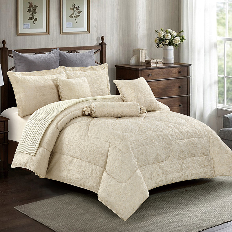 Nancy Beige Jacquard Comforter