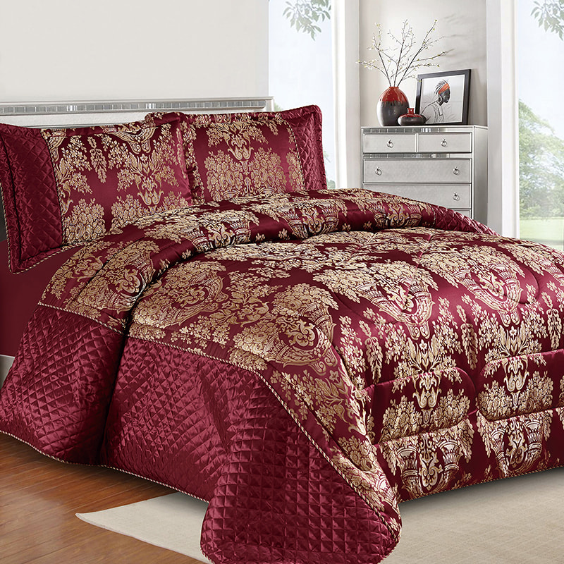 Sheila Burgundy Jacquard Comforter