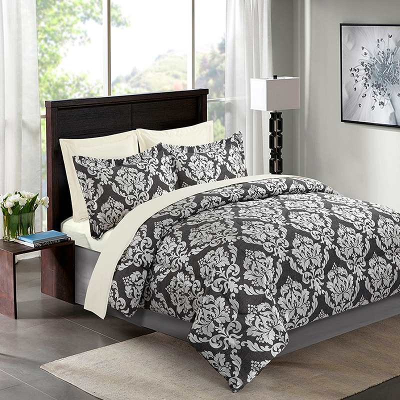 Jean Obsidian Black Jacquard Comforter