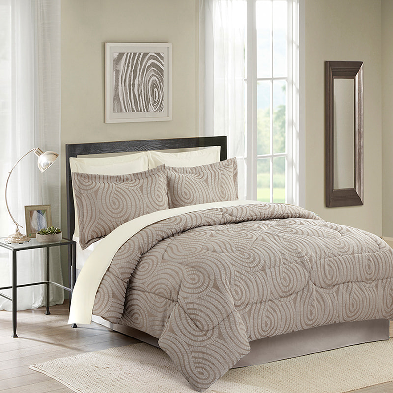 Mamie Gray Spiral Jacquard Comforter