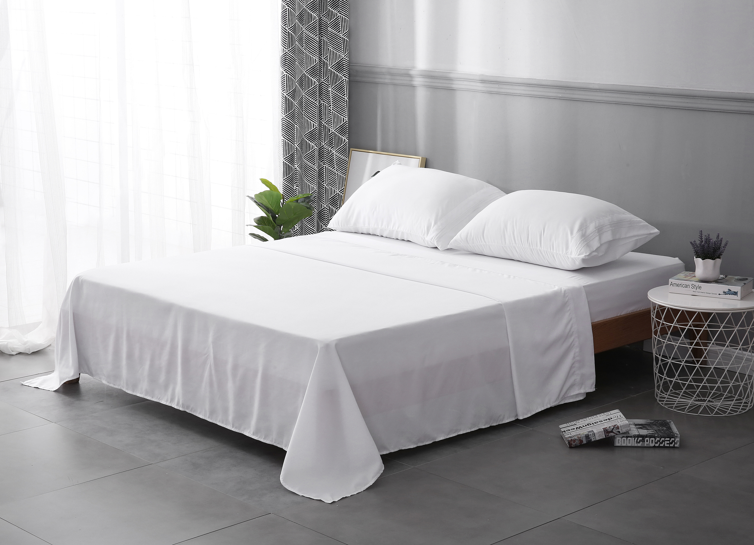 Plain Microfiber Embroidered Bed Sheet Set