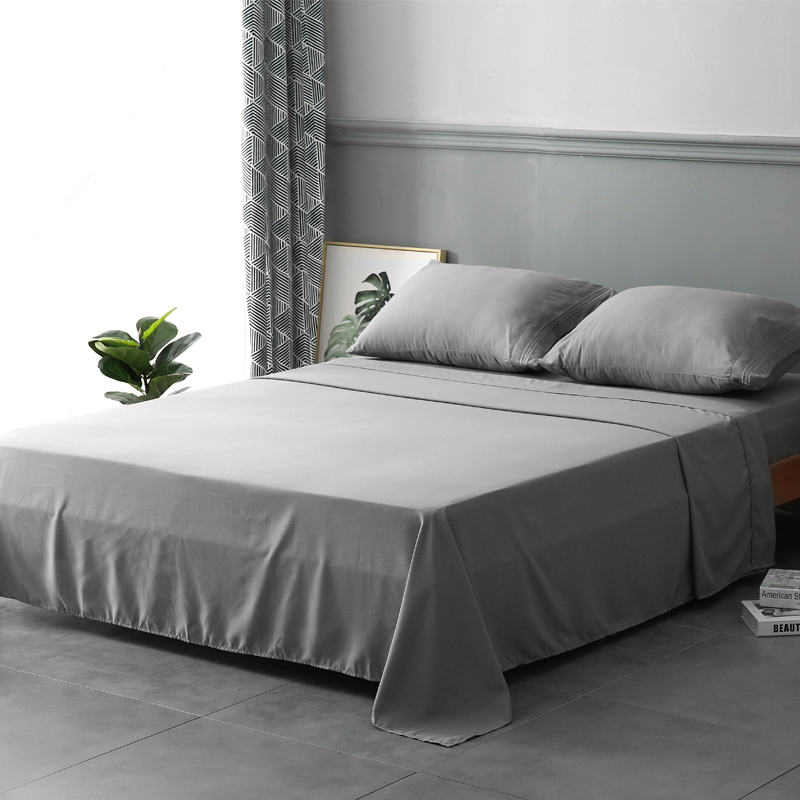 Plain Microfiber Embroidered Bed Sheet Set