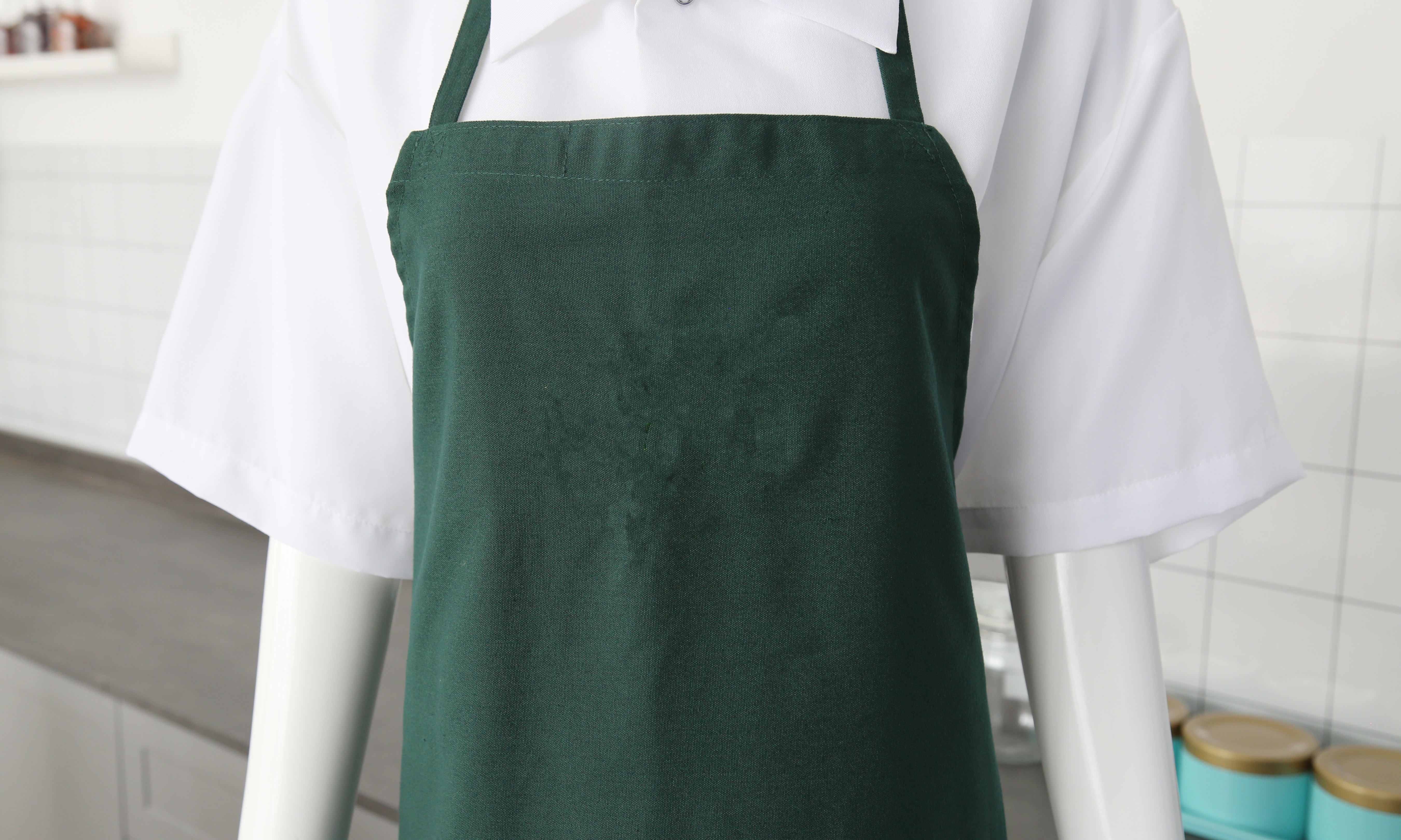 Forest Green Polyester Bib Apron Without Pocket