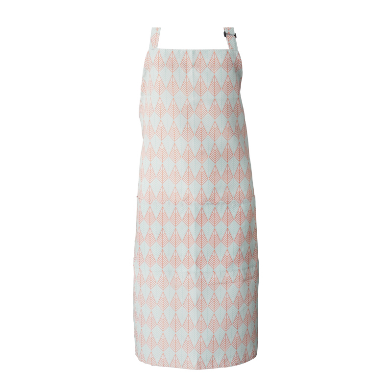 Leaf Printed Apron With Pockets And Adjustable Button