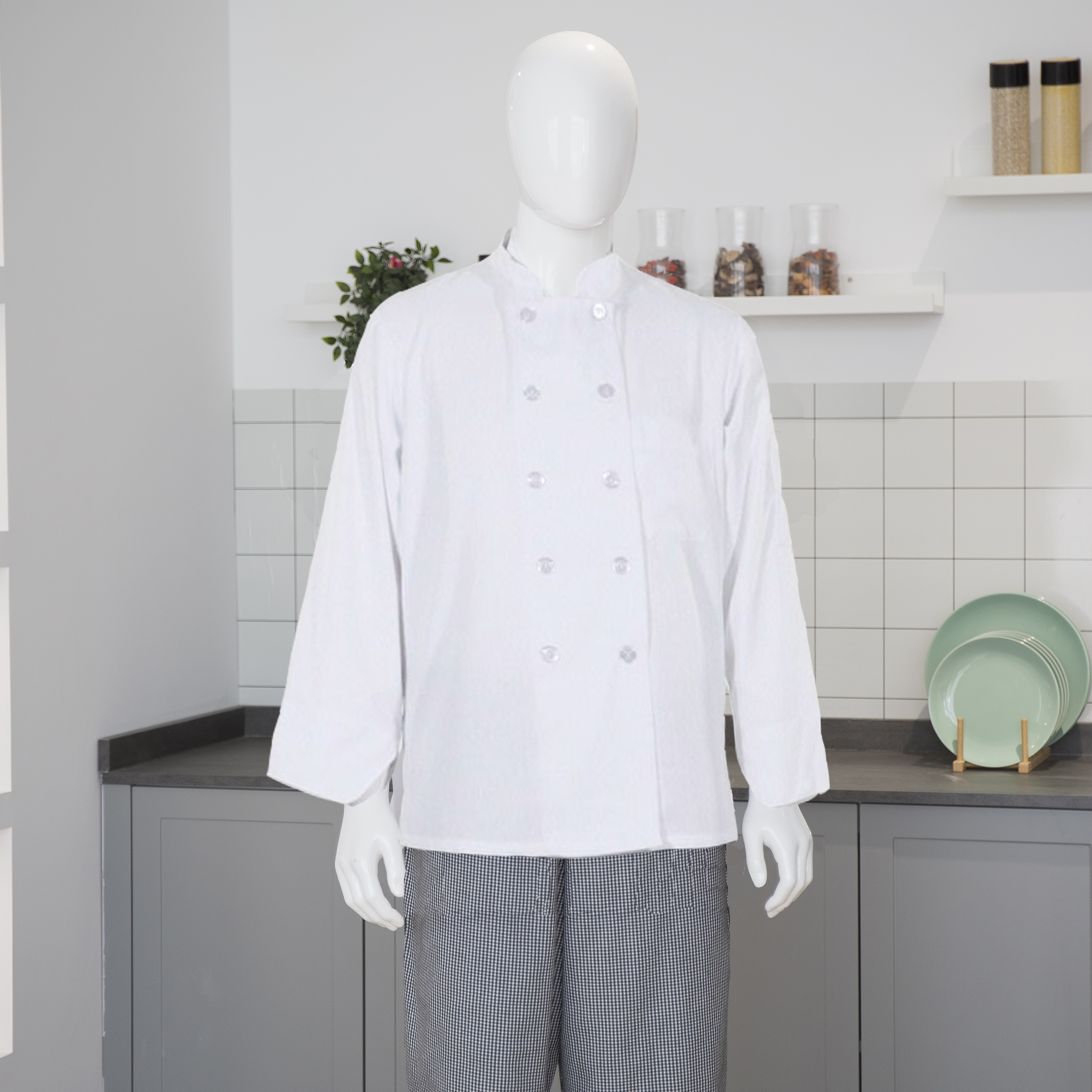 white long sleeve chef shirt