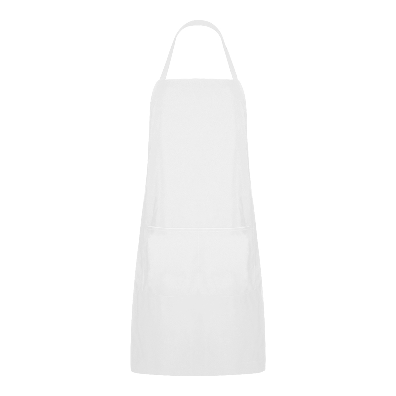 White Polyester Bib Apron With Two Pockets