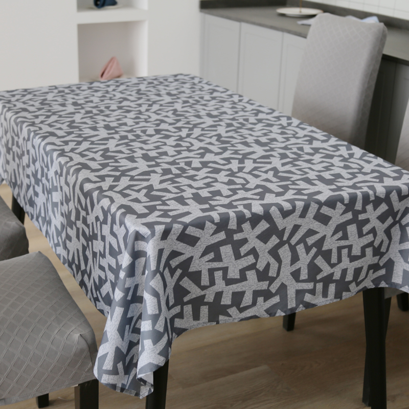 Dark Grey Geometric Printed Tablecloth