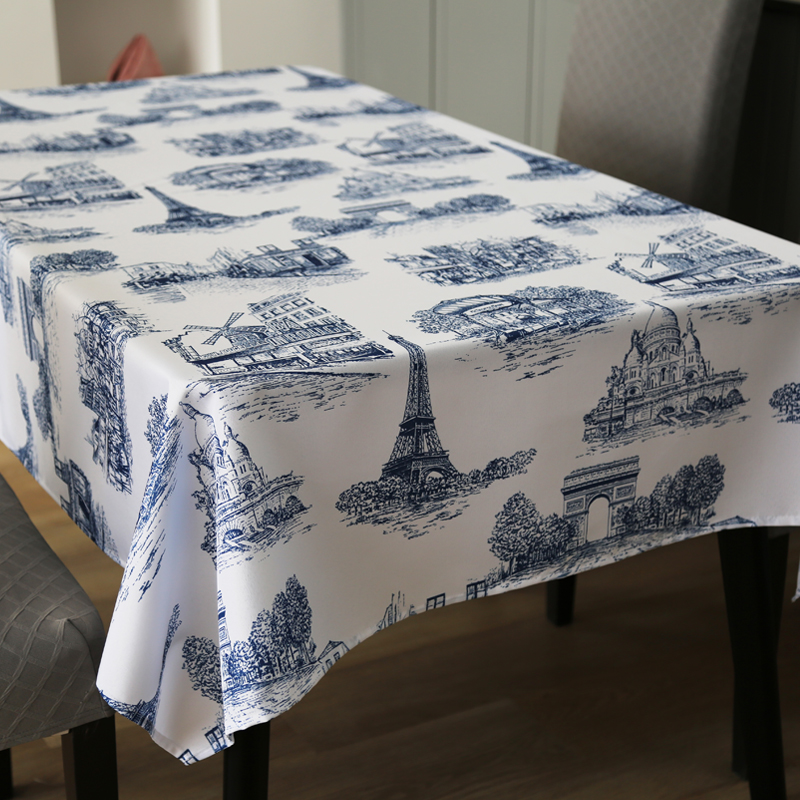 Blue Architectural Printed Tablecloth